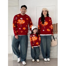 批发<b class='q'>亲子装</b>女一家三口四口圣诞小鹿毛衣2023新年新款洋气全家福<b class='q'>母女</b>装