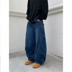 批发港<b class='q'>风</b>潮男夏季新款2024个性字母牛仔裤嘻哈ins潮高街潮流痞帅长裤