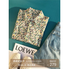 批发春的气息~英国利伯缇面料 可爱浆果<b class='q'>碎花</b>印花宽松挺括纯棉长袖<b class='q'>衬衫</b>