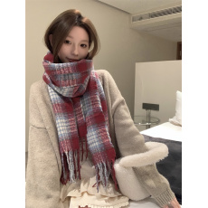实拍不减价 红色保暖格子围脖情侣披肩韩版百搭高级感格纹围巾女