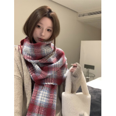 实拍不减价 红色保暖格子围脖情侣披肩韩版百搭高级感格纹围巾女