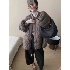 批发韩版设计感方格羽绒服女时尚立领休闲宽松拉链90白鸭绒外套