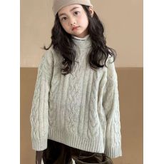 批发女童毛衣冬季新款大童洋气儿童加厚<b class='q'>韩版</b>套头粗毛线打底针织衫毛衣