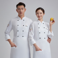 批发餐饮<b class='q'>厨师</b>服双排扣上衣男装2024秋冬季新款简约百搭通勤职业<b class='q'>工作服</b>