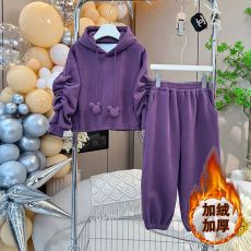 批发女童加绒套装2025新款秋冬装宝宝时髦韩版卫衣儿童<b class='q'>休闲</b>裤两件套潮