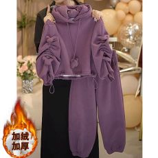 批发女童加绒套装2025秋冬款大童一体绒韩版卫衣运动<b class='q'>休闲</b>卫裤两件套潮