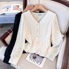 批发实拍大码女装2025秋季胖mm高端洋气蕾丝减龄长袖百搭小香风衬衫