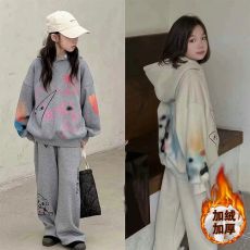 批发女童加绒套装2025冬季新款儿童韩版洋气卫衣中大童<b class='q'>休闲</b>卫裤两件套