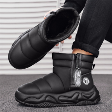 批发<b class='q'>冬</b>季新款男士高帮加绒雪地靴厚底增高侧拉链保暖户外防寒棉鞋男鞋