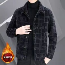 批发高档金雕绒呢子大衣男休闲外套男士毛呢夹克秋冬季加棉加厚男装潮