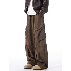 批发全棉包边  美式多口袋直筒做旧休闲裤复古宽松阔腿潮流工装裤