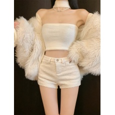 批发实拍实价 小香粗花呢短裤女秋冬新款性感高腰<b class='q'>热裤</b>百搭打底靴裤