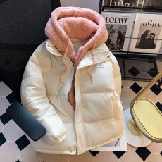 批发日系oversize假两件羊羔毛连帽棉服男女冬季高级感加厚面包服外套