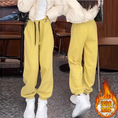 批发<b class='q'>糖果</b><b class='q'>色</b>加绒加厚休闲裤女冬2025新款束脚百搭卫裤时尚运动裤哈伦裤