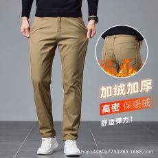 批发秋冬加绒休闲裤子男士直筒百搭保暖加厚长裤修身小直筒轻商务男裤