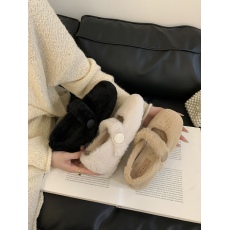 批发甜美风内增高4CM加厚加绒毛毛鞋女<b class='q'>冬</b>季新款一字带水貂毛厚底棉鞋