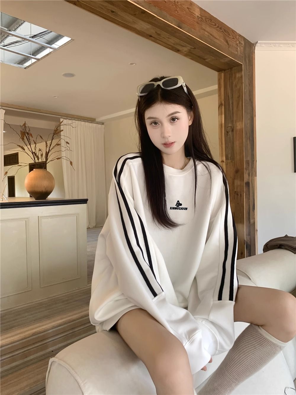PF28681# 拉条+刺绣黑标食毛华棉复合银狐绒300斤特大码女外套女裝貨源服裝批發