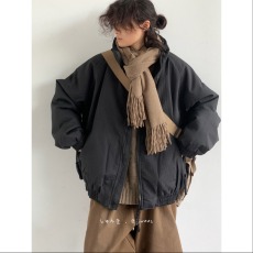 批发冬季<b class='q'>日系</b><b class='q'>复古</b>美拉德咖啡色竖条纹棉衣外套男女中性风加厚保暖棉袄