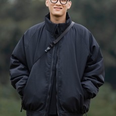 批发冬季<b class='q'>日系</b><b class='q'>复古</b>美拉德咖啡色竖条纹棉衣外套男女中性风加厚保暖棉袄