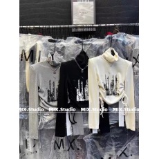 批发辣妹风字母印花半高领打底衫女2024新款春秋内搭加绒短款上衣