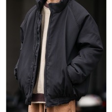 批发冬季<b class='q'>日系</b><b class='q'>复古</b>美拉德咖啡色竖条纹棉衣外套男女中性风加厚保暖棉袄