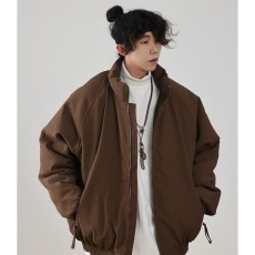 批发冬季<b class='q'>日系</b><b class='q'>复古</b>美拉德咖啡色竖条纹棉衣外套男女中性风加厚保暖棉袄