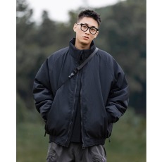 批发冬季<b class='q'>日系</b><b class='q'>复古</b>美拉德咖啡色竖条纹棉衣外套男女中性风加厚保暖棉袄