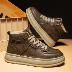 批发2024年冬季新款马丁靴男高帮英伦风复古皮鞋休闲潮流百搭工装靴