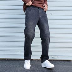 批发实拍美式高街男士牛仔裤满印提花潮牌宽松直筒百搭牛仔裤