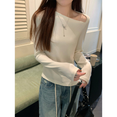 批发实拍实价 春季韩版气质修身斜领显瘦羊绒保暖内搭长袖T恤打底上衣