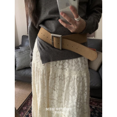 批发【MBH】ins博主同款银扣宽版腰带麂皮时尚腰带/腰封