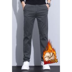 批发秋冬加绒加厚男士<b class='q'>休闲</b>裤<b class='q'>商务</b>纯色简约百搭宽松直筒长裤子男款