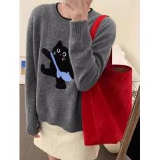 批发2026设计新款韩系洋气套头毛衣女<b class='q'>可爱</b>猫咪百搭休闲保暖内搭针织衫