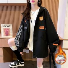 批发官图 加厚棉服外套女冬季拉链连帽棉衣大码棉袄工装保暖<b class='q'>风衣</b>