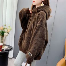 批发菠萝格复合真超新款秋冬季加绒加厚洋气连帽卫衣<b class='q'>外套</b>特价