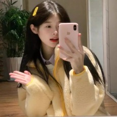 批发特价原版布料抖音质量韩系温柔风加厚羊羔毛棉服女外套