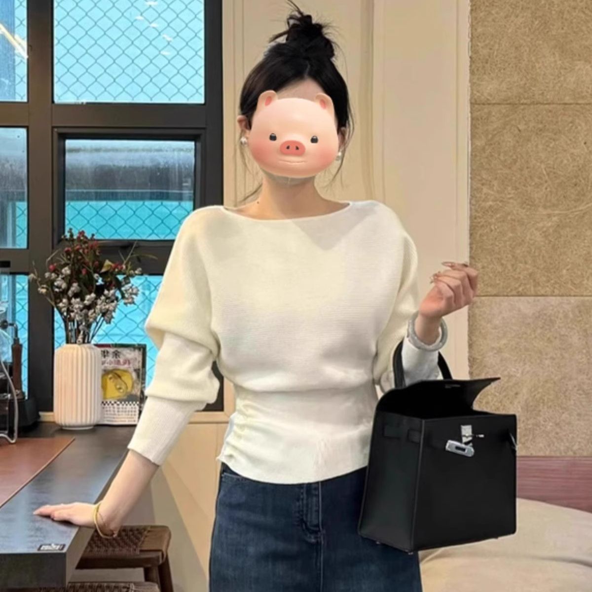 PF28145#设计感掐腰毛衣针织衫女秋冬2024新款内搭打底衫独特别致收腰上衣女裝貨源服裝批發