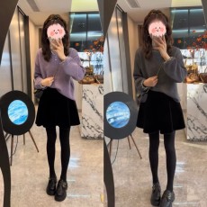 批发轻奢减龄慵懒风重工毛衣秋冬宽松套头针织衫女百搭加厚丝绒<b class='q'>半身裙</b>