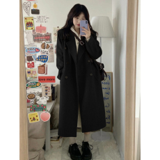 批发黑色毛呢外套女中长款加厚呢子大衣2026秋冬新款学生韩版宽松显瘦