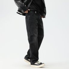 批发实拍秋冬美式高街直筒牛仔裤新款复古潮牌水洗宽松牛仔裤