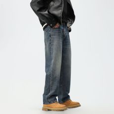 批发实拍秋冬美式复古宽松休闲直筒牛仔裤新款痞帅高级感牛仔裤