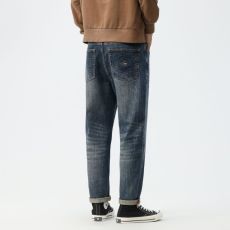 批发实拍秋冬美式复古宽松休闲直筒牛仔裤新款经典高级感弹力牛仔裤