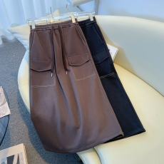 批发实拍<b class='q'>冬</b>新新款大码加厚a字半身裙胖MM高腰遮胯毛呢中长伞裙