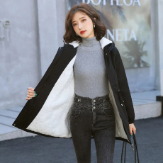 批发新款加厚重工加绒中长款<b class='q'>风衣</b>外套羊羔毛冬季棉服拉链纽扣原版做法