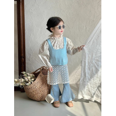 批发2024秋冬季内搭打底童装<b class='q'>韩版</b>女童小清新毛线马甲针织背心无袖上衣