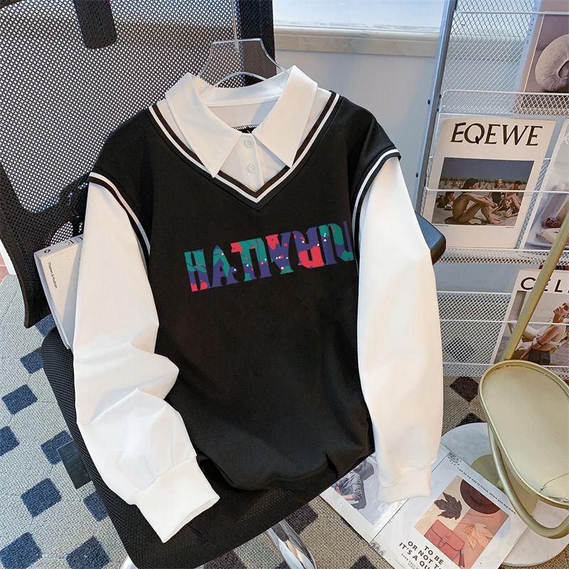 LN68978# 后包领斜纹上衣薄款POLO领卫衣女卡通长袖外套 服裝批發女裝批發服飾貨源
