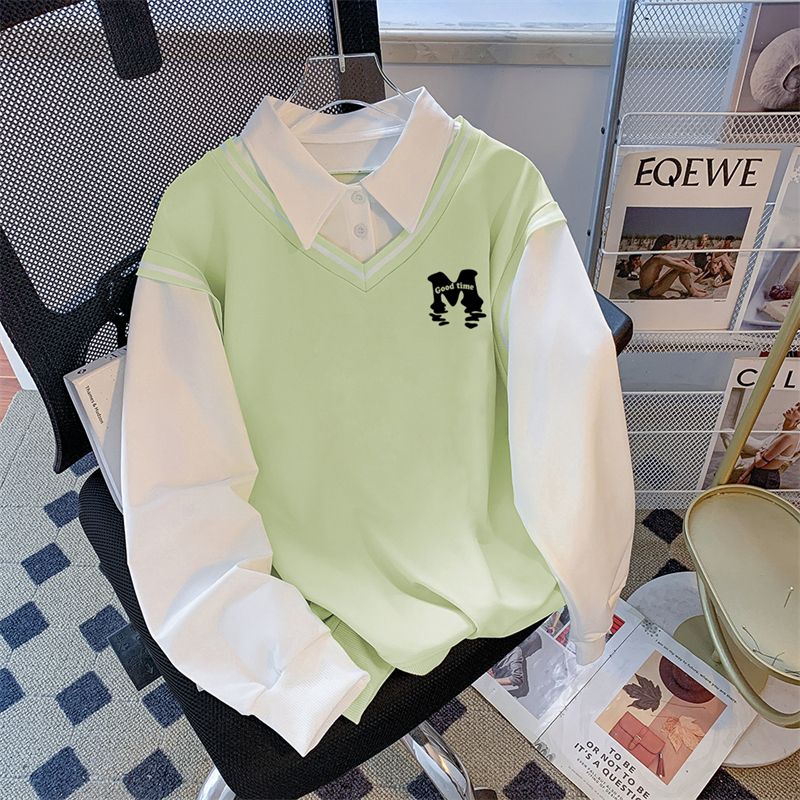 LN68979# 后包领斜纹上衣薄款POLO领卫衣女卡通长袖外套 服裝批發女裝批發服飾貨源
