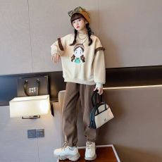 批发【华棉复合后包】女童中大童运动套装2024新款长袖卫衣卫裤韩版装