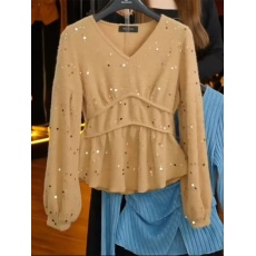 批发大码女2025年秋季新款胖mm法式设计感长袖V领收腰别致小众衬衫潮