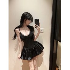 批发实拍实价 纯欲辣妹蕾丝拼接修身吊带连衣裙秋冬内搭打底短裙